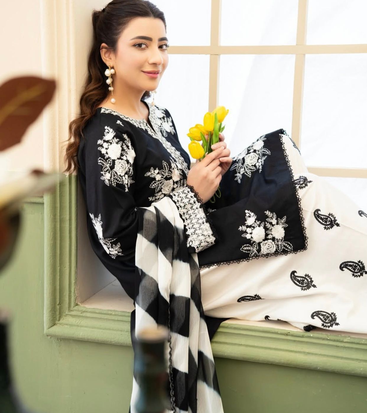 unstitched 3 P -Embroidered