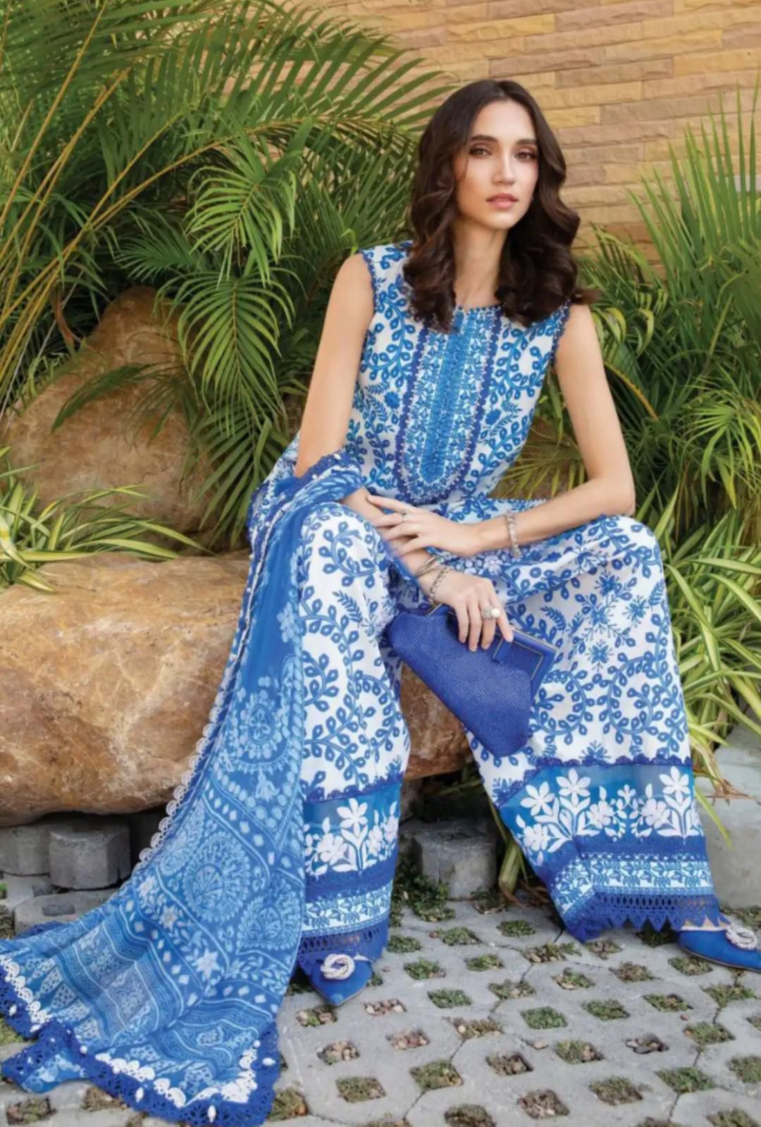 unstitched 3 P -Embroidered