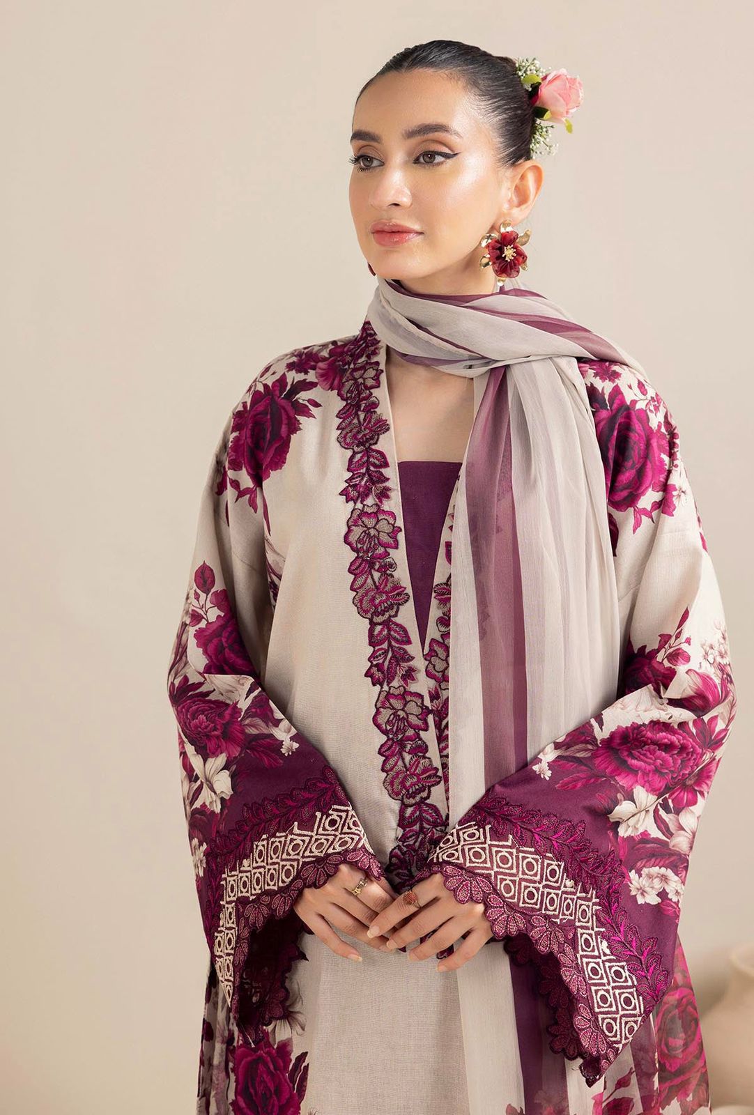 unstitched 3 P-Embroidered