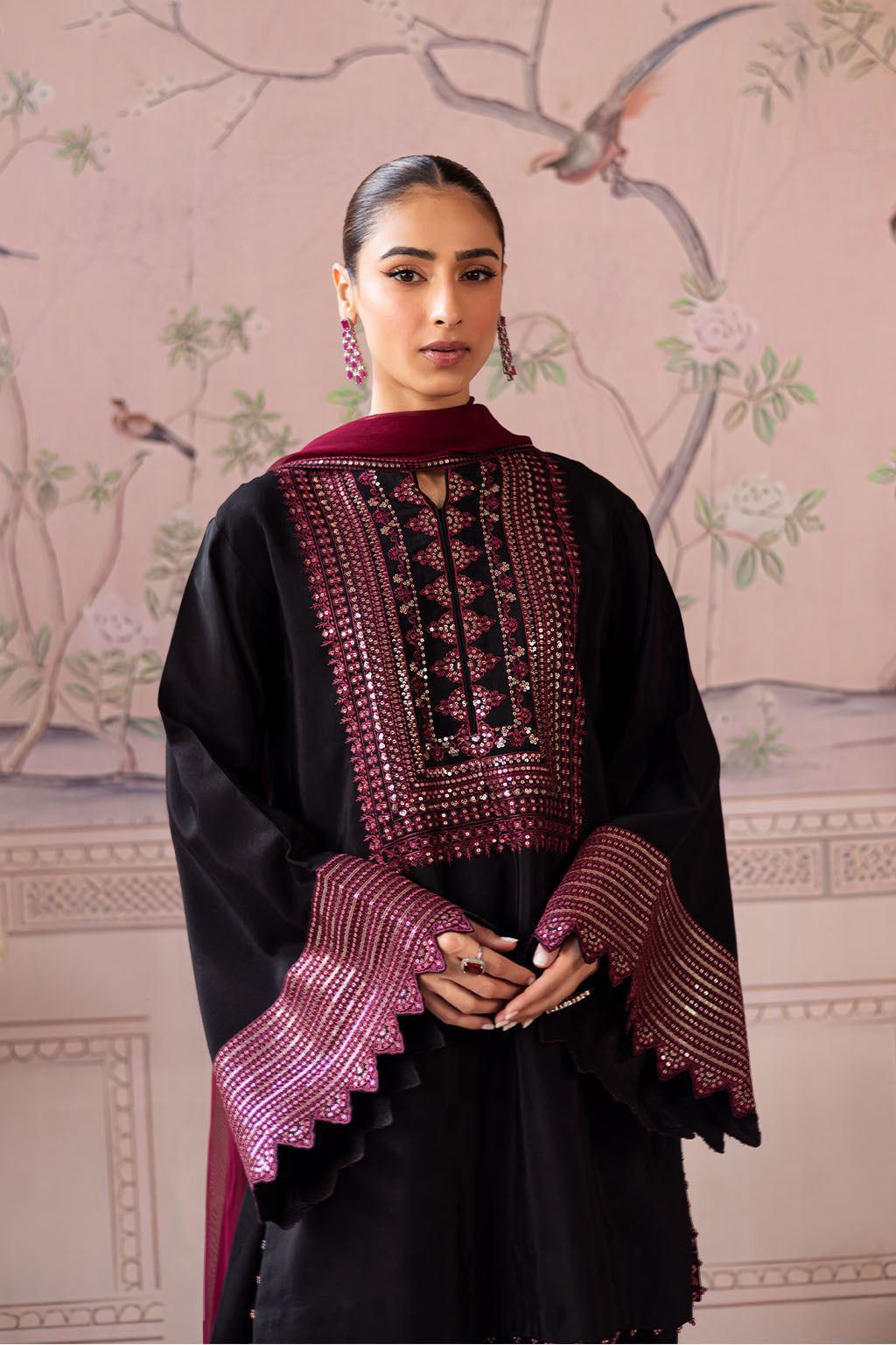 unstitched 3 P- Embroidered